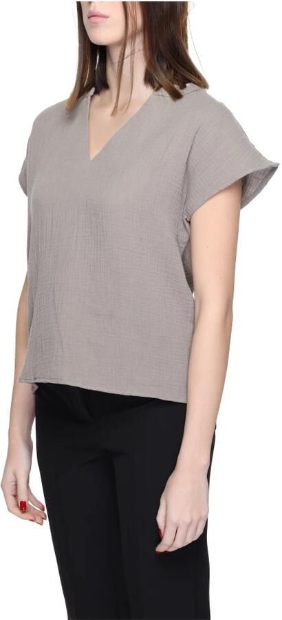 Jacqueline de Yong Grijze Katoenen V-Hals Blouse Gray Dames - Foto 3