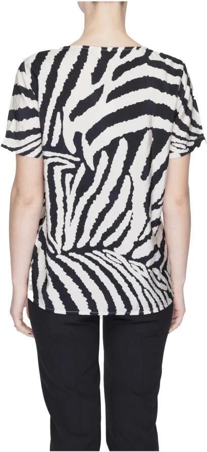 Jacqueline de Yong Beige Zebra Print Top Korte Mouw Beige Dames