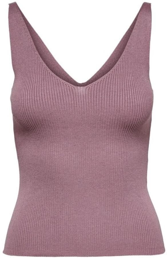 Jacqueline de Yong Paarse Effen V-Hals Tanktop voor Vrouwen Purple Dames