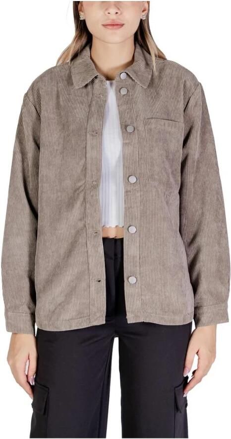 Jacqueline de Yong Ribfluwelen Overhemdjasje Beige Sweater Beige Dames - Foto 4