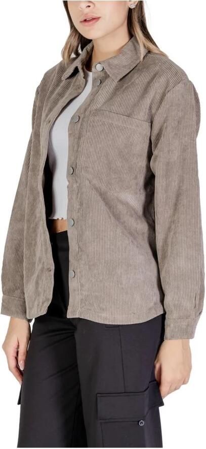 Jacqueline de Yong Ribfluwelen Overhemdjasje Beige Sweater Beige Dames - Foto 2
