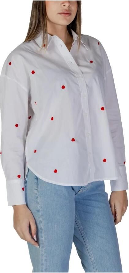 Jacqueline de Yong Rode Gedrukte Klassieke Kraag Overhemd White Dames