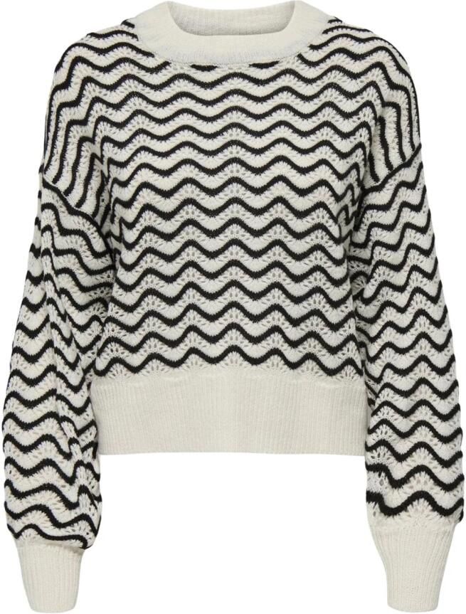 Jacqueline de Yong Witte Geometrische Gebreide Kleding voor Vrouwen White Dames