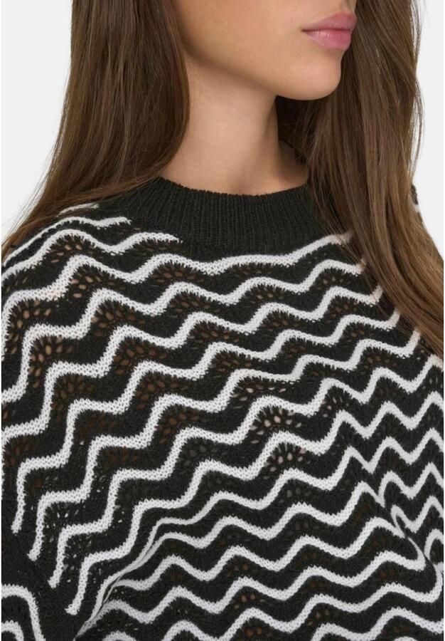 Jacqueline de Yong Lange mouw elastische trui voor vrouwen Black Dames