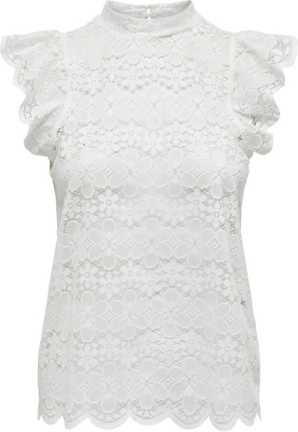 Jacqueline de Yong Witte Gerimpelde Hoge Hals Tank Top White Dames