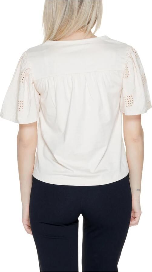 Jacqueline de Yong Flutter Sleeve Eyelet Top White Dames - Foto 4