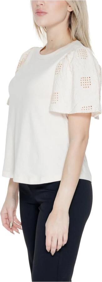 Jacqueline de Yong Flutter Sleeve Eyelet Top White Dames - Foto 5