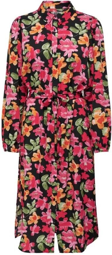 Jacqueline de Yong Zwarte Polyester Midi Jurk Lente Zomer Collectie Multicolor Dames - Foto 3