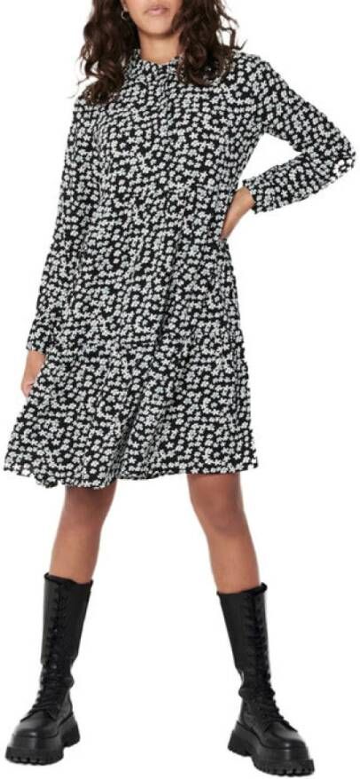 Jacqueline de Yong Witte Midi Jurk met Elastaan Samenstelling Black Dames