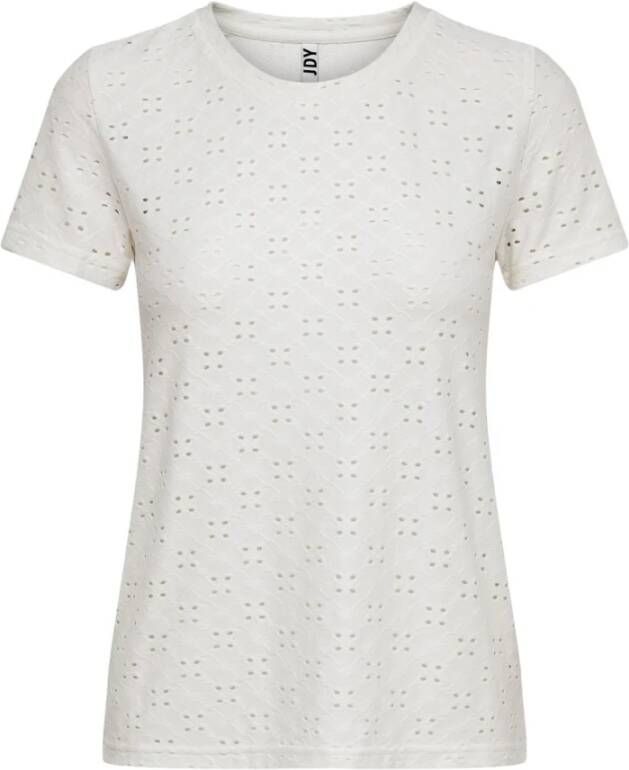 Jacqueline de Yong Witte Eyelet Detail T-Shirt White Dames - Foto 5