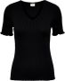 Jacqueline de Yong Zwarte V-hals T-shirt voor vrouwen Black Dames - Thumbnail 2