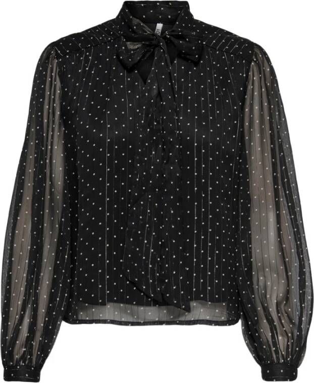 Jacqueline de Yong Polka Dot Blouse met Lange Mouwen Black Dames