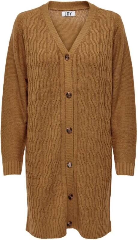 Jacqueline de Yong Bruine V-Hals Knopen Cardigan Brown Dames