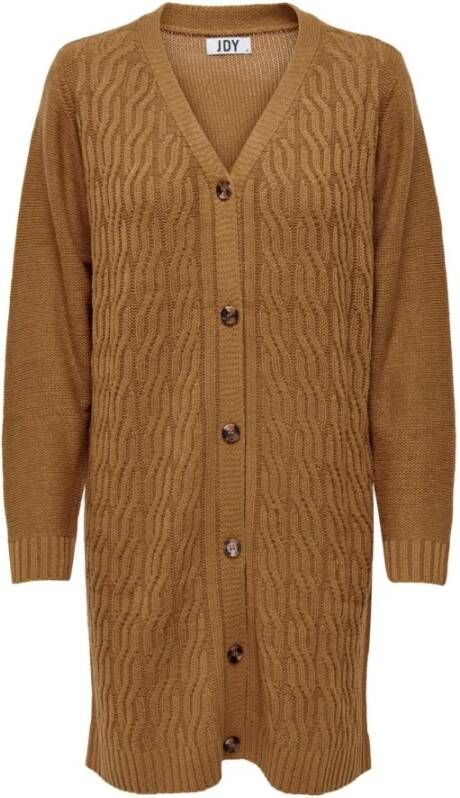 Jacqueline de Yong Bruine V-Hals Knopen Cardigan Brown Dames