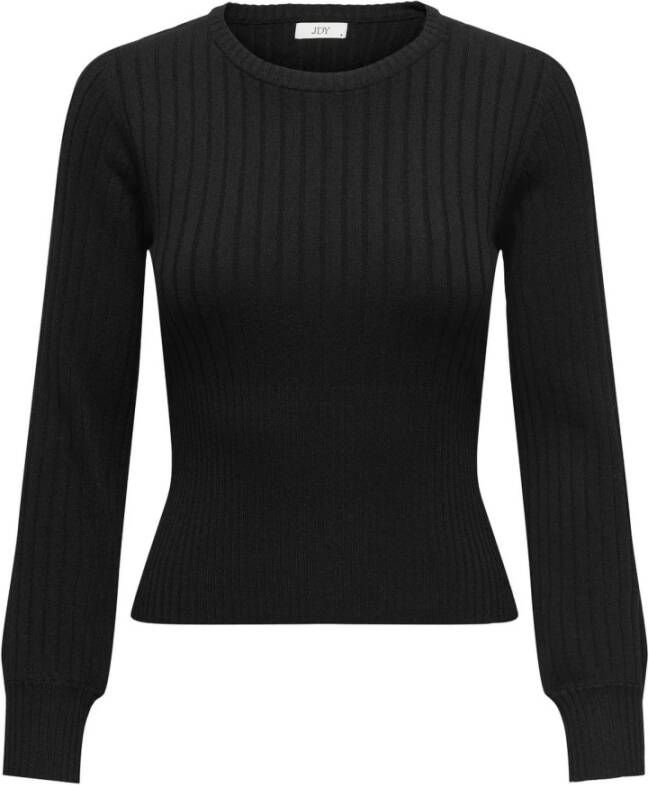 Jacqueline de Yong Rib Gebreide Trui met Lange Mouwen Black Dames