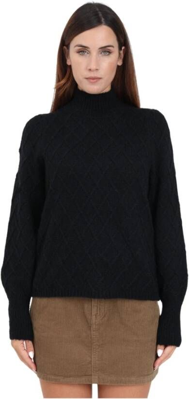 Jacqueline de Yong Zwarte trui met hoge hals en lange mouwen Black Dames