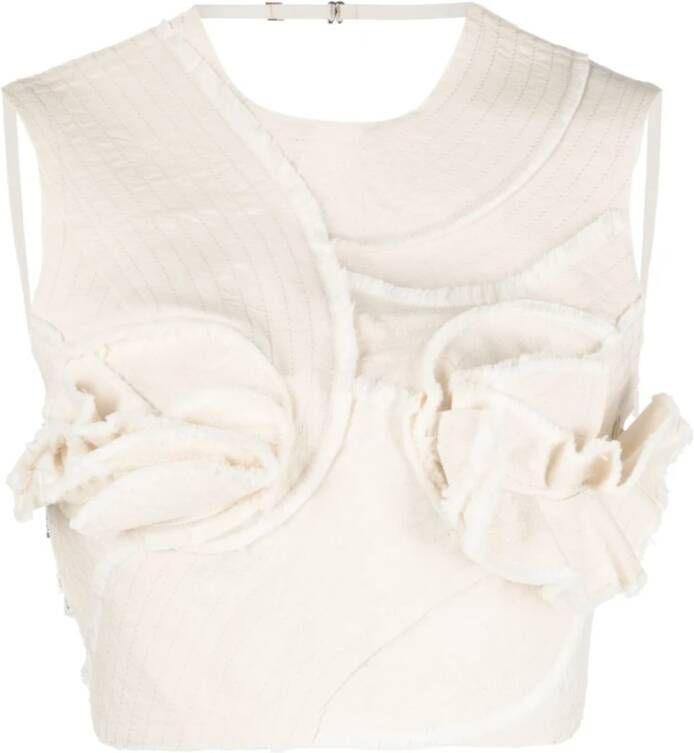 Jacquemus Off-White Halterneck Cropped Top White Dames