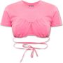 Jacquemus Franse Glamour Cropped T-Shirt Pink Dames - Thumbnail 3