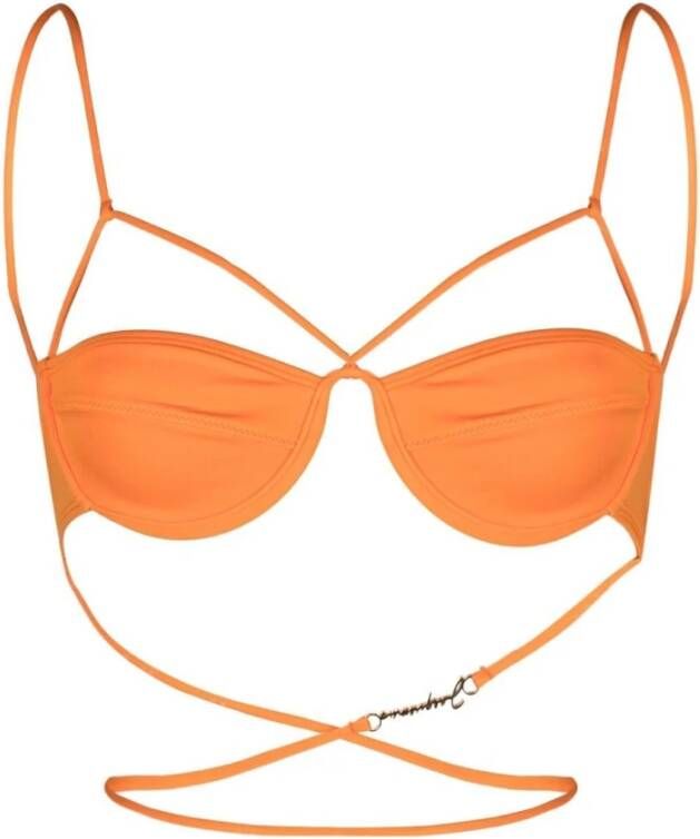 Jacquemus Oranje Bikini Top met Logo Plaque en Bandjes Orange Dames