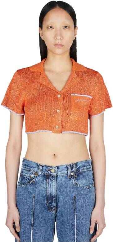 Jacquemus Brilho Metallic Gebreide Top Oranje Dames