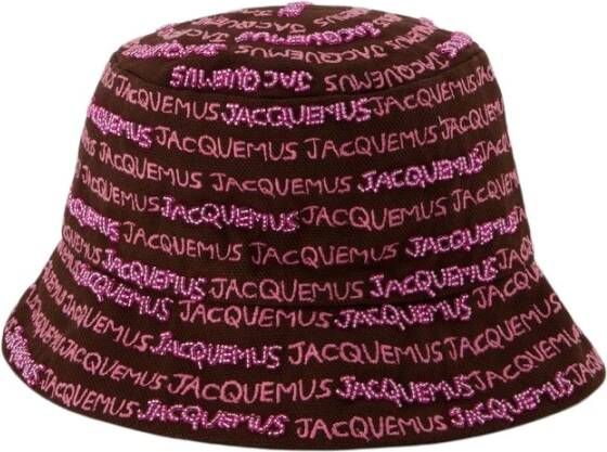 Jacquemus Geborduurde Bucket Hat Bruin Katoen Brown Unisex