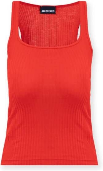 Jacquemus Geribbelde Tanktop Rood Katoen Red Dames