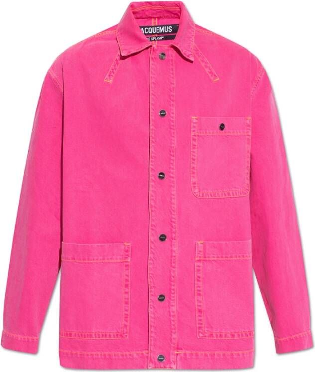 Jacquemus Casual Oversized Denim Shirt Roze Heren