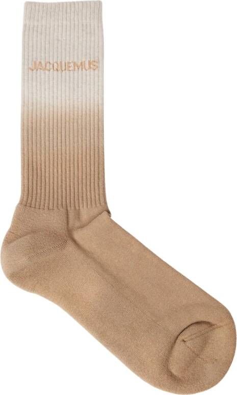 Jacquemus Gebreide sokken met logo Beige Heren