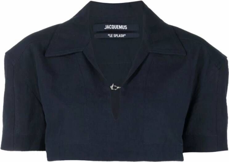 Jacquemus Geknipt Shirt met T-Bar Sluiting Blauw Dames