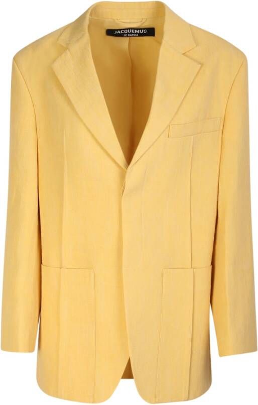 Jacquemus Gele Single-Breasted Blazer Yellow Dames