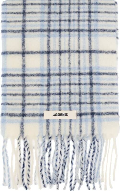 Jacquemus Geruit Jacquard Sjaal Blue Dames