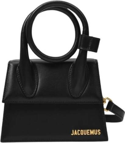 Jacquemus Zwarte handtas van gerold leer met gouden metalen details Black Dames