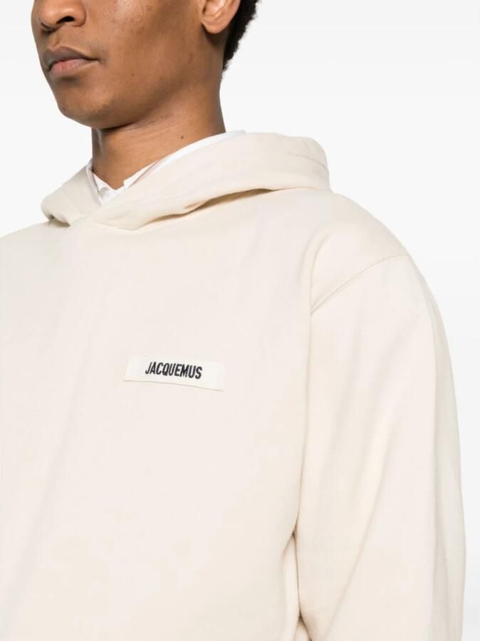 Jacquemus Monogram Patch Katoenen Hoodie Pluche Interieur Beige Heren - Foto 2