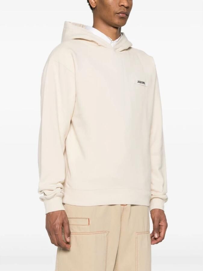Jacquemus Monogram Patch Katoenen Hoodie Pluche Interieur Beige Heren - Foto 4