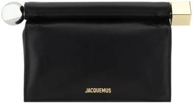 Jacquemus Leren handtas in ronde vierkante vorm Black Dames