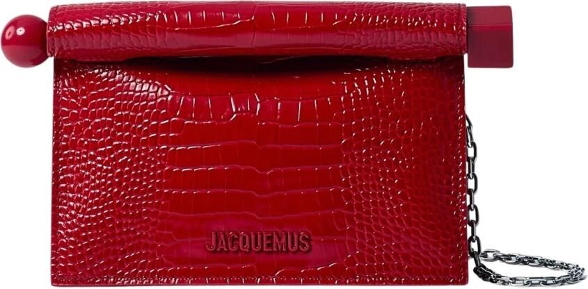 Jacquemus Geometrische Krokodil-geprinte Clutch Tas Red Dames