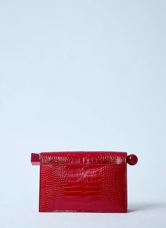 Jacquemus Geometrische Krokodil-geprinte Clutch Tas Red Dames - Foto 5