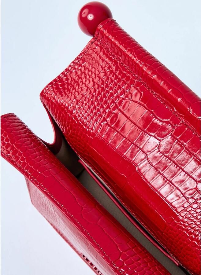 Jacquemus Geometrische Krokodil-geprinte Clutch Tas Red Dames - Foto 3
