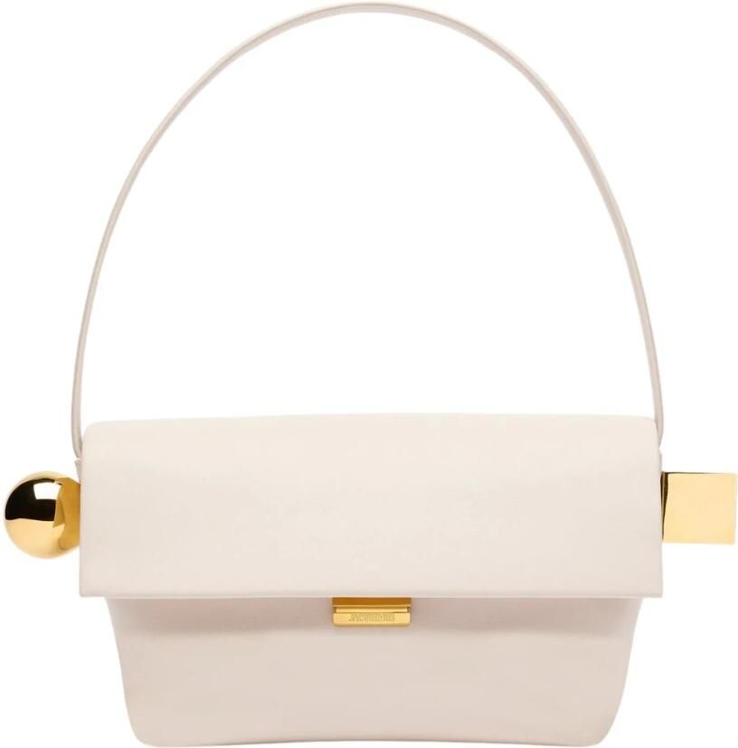 Jacquemus Stijlvolle leren schoudertas met metalen details Beige Dames