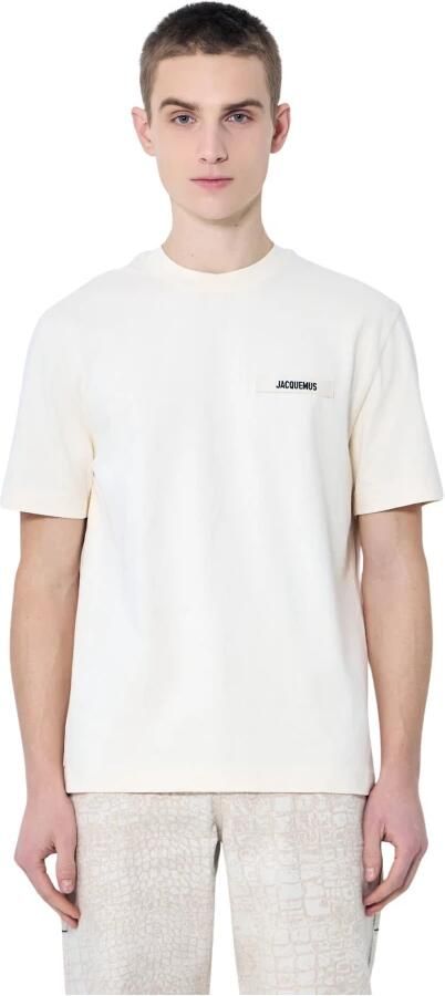 Jacquemus Katoen Logo Patch Crewneck T-Shirt Beige Heren - Foto 6