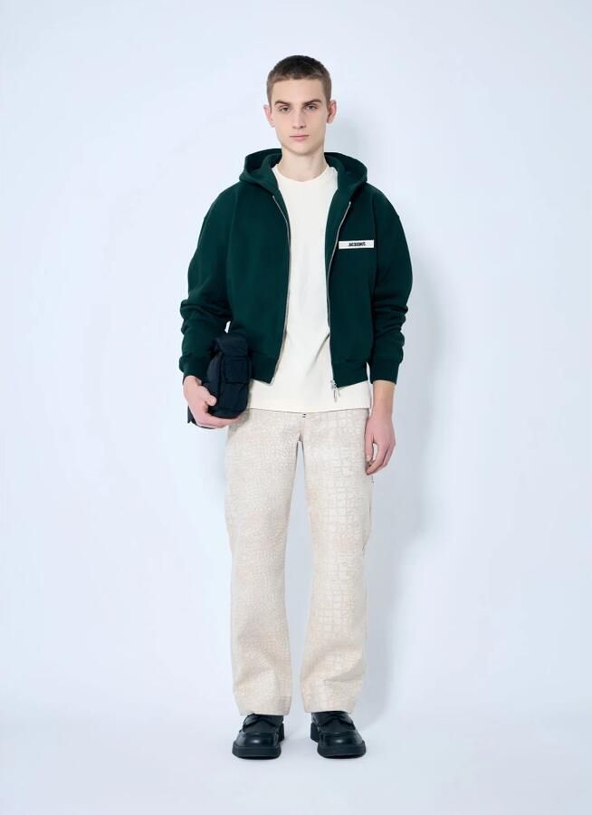 Jacquemus Katoen Logo Patch Crewneck T-Shirt Beige Heren