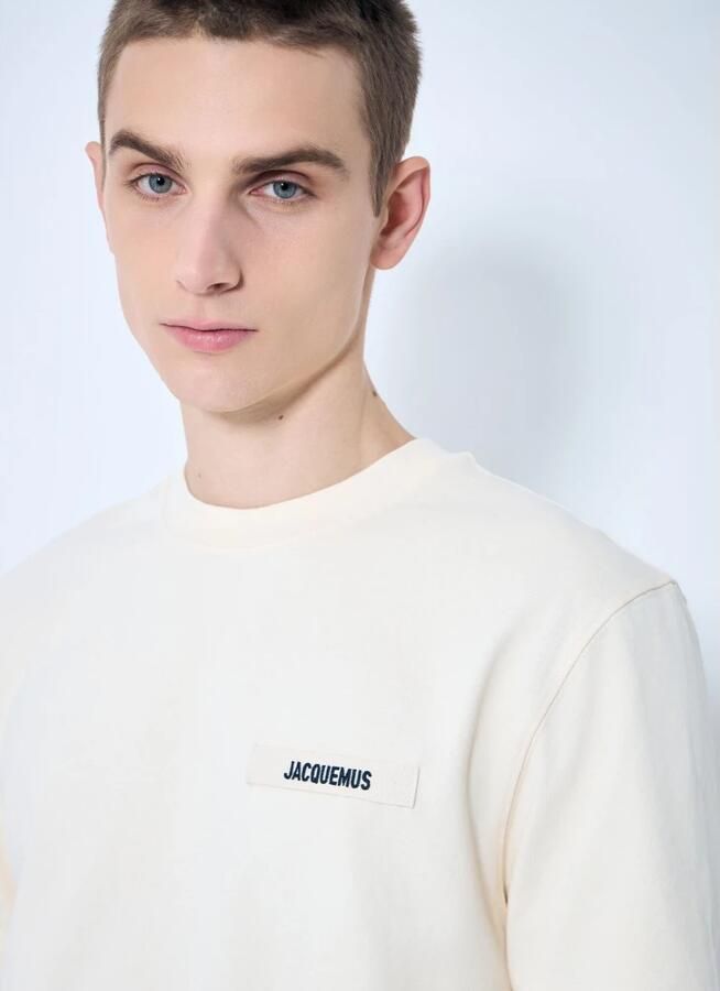 Jacquemus Katoen Logo Patch Crewneck T-Shirt Beige Heren - Foto 4