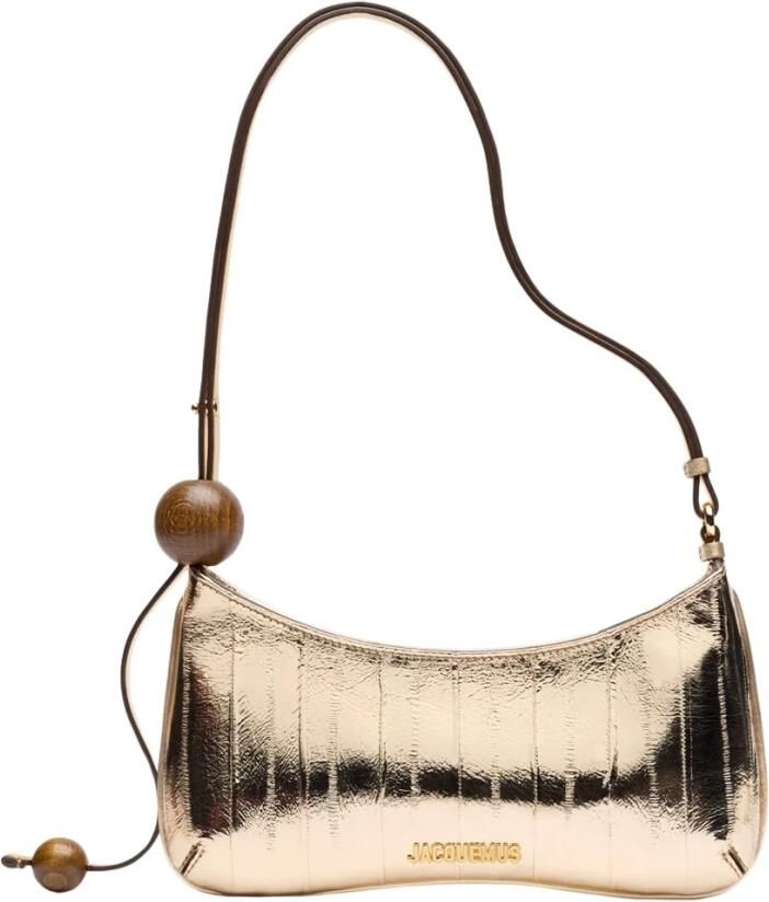 Jacquemus Shoppers Le Bisou Perle Leather Shoulder Bag in goud