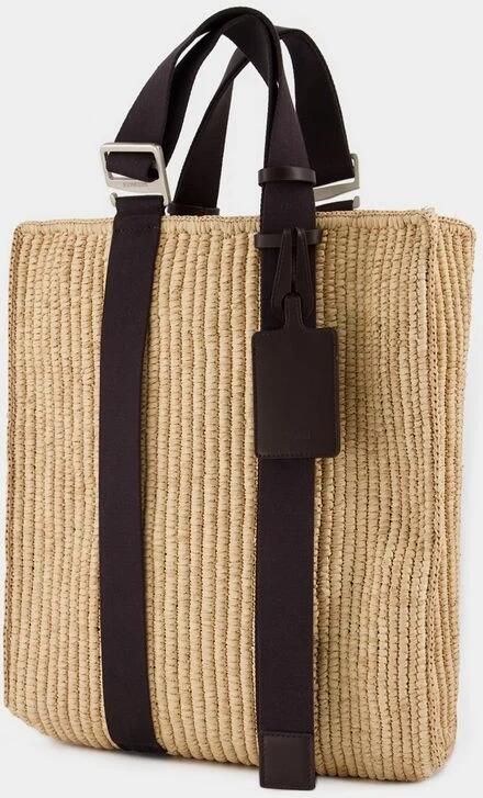 Jacquemus Totes & shoppers Le Panier Tote Bag Dark Brown Raphia in beige - Foto 4