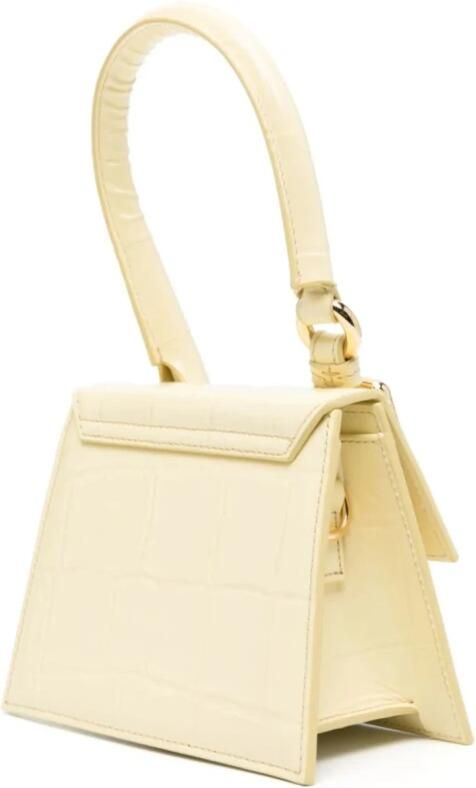 Jacquemus Krokodil-geëmbosseerde leren handtas met metalen logo Yellow Dames - Foto 5