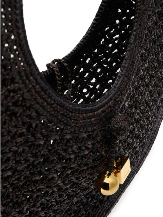 Jacquemus Crossbody bags Le Rond Spiaggia Raffia Handbag in zwart