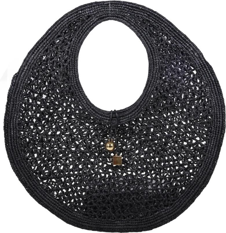 Jacquemus Crossbody bags Le Rond Spiaggia Raffia Handbag in zwart - Foto 2