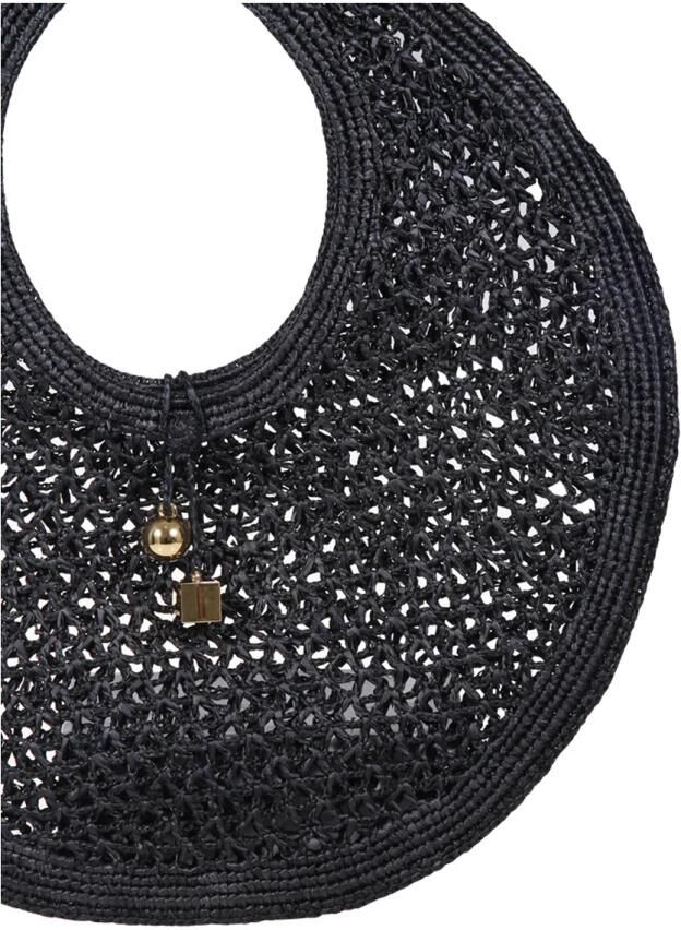 Jacquemus Crossbody bags Le Rond Spiaggia Raffia Handbag in zwart - Foto 3