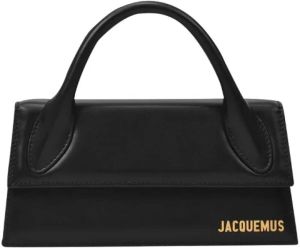 Jacquemus Lange leren handtas met gouden logo Zwart Dames