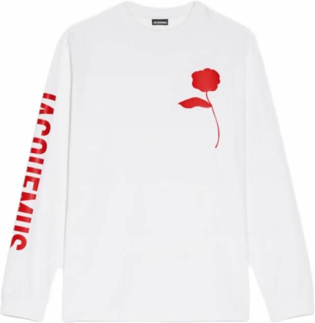 Jacquemus Lange mouwen T-shirt met rozenstencil White Heren